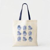 Tote Bag Fleurs monochromes en bleu Delft (Devant)