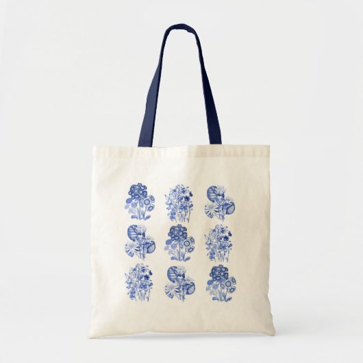 Tote Bag Fleurs monochromes en bleu Delft (Devant)