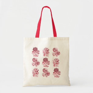 Tote Bag Fleurs monochromes en rouge