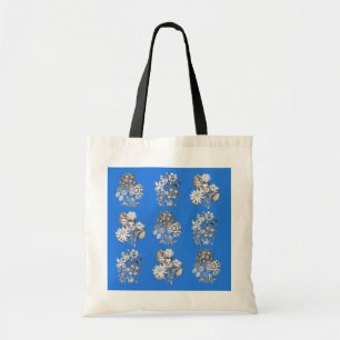 Tote Bag Fleurs monochromes sur arrière - plan bleu électri