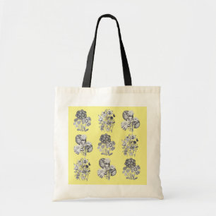 Tote Bag Fleurs monochromes sur arrière - plan jaune