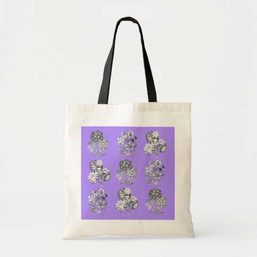 Tote Bag Fleurs monochromes sur arrière - plan lilas (Devant)