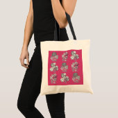 Tote Bag Fleurs monochromes sur cerise arrière - plan (Devant (produit))