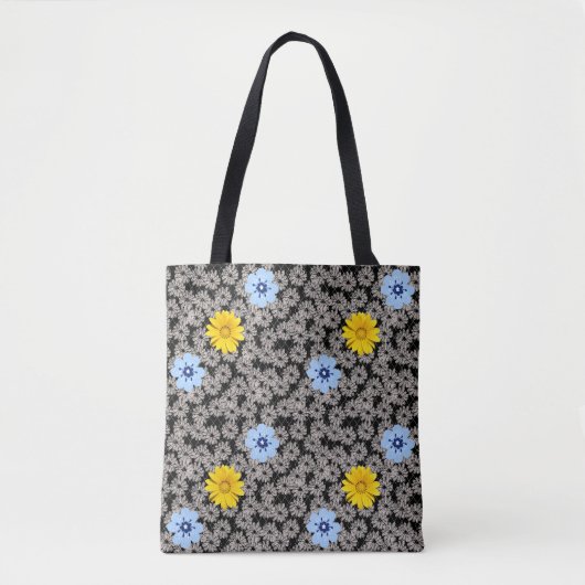 Tote Bag Fleurs motif 19.b. BG noir (Devant)