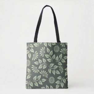 Tote Bag Fleurs motif vert printemps
