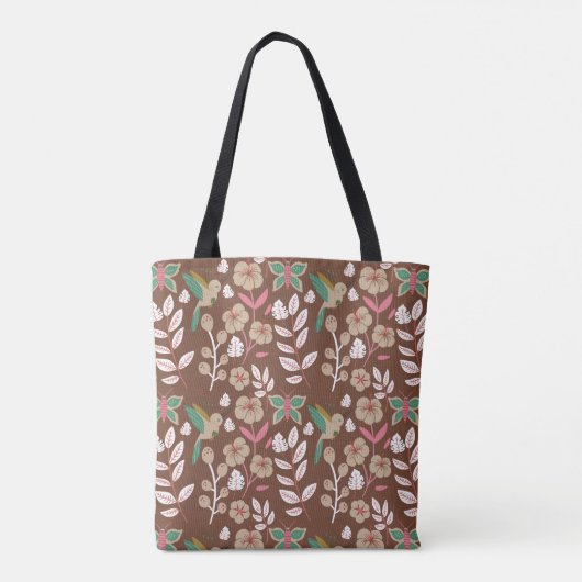 Tote Bag Fleurs motifs florales sans soudure, feuilles, pap (Dos)