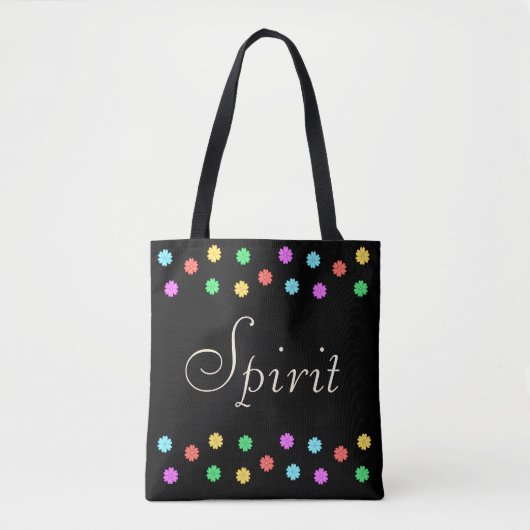 Tote Bag Fleurs multicolores élégantes sur noir (Devant)