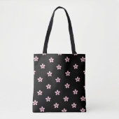 Tote Bag Fleurs noir et rose (Devant)