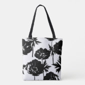 Tote Bag Fleurs noires, blanc, Monochrome (Dos)