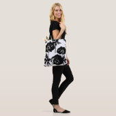 Tote Bag Fleurs noires, blanc, Monochrome (Sur le modèle)