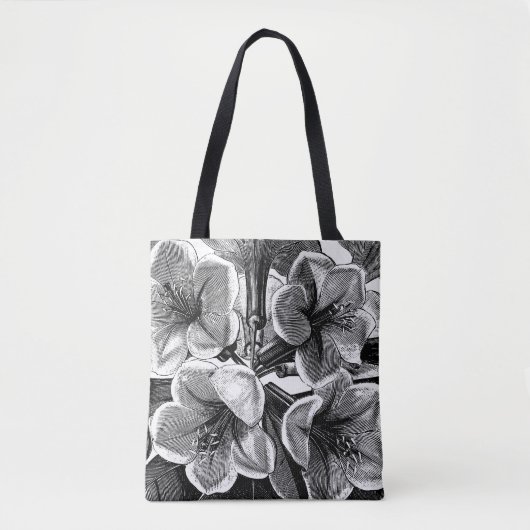 Tote Bag Fleurs noires et blanches (Devant)