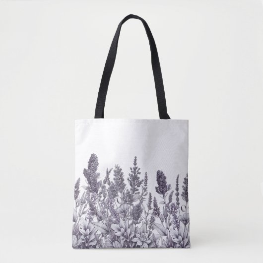 Tote Bag Fleurs noires et blanches (Devant)