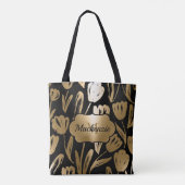Tote Bag Fleurs noires et dorées (Dos)