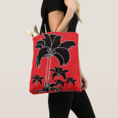 Tote Bag Fleurs noires rouges (De près)
