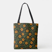 Tote Bag Fleurs orange et feuilles vertes (Dos)