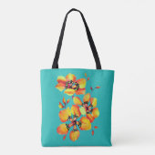 Tote Bag Fleurs Orange Lumineuses - Aqua (Dos)