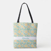 Tote Bag Fleurs orange sur vert (Dos)