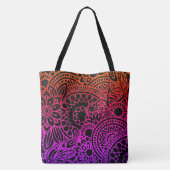 Tote Bag Fleurs orange violet et fond noir (Dos)