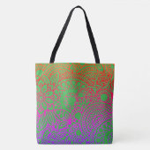 Tote Bag Fleurs orange violet et fond vert clair (Devant)