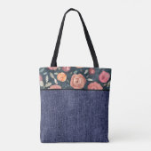 Tote Bag Fleurs orangées et roses et denim (Dos)