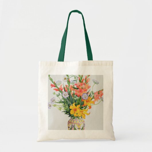 Tote Bag Fleurs oranges et bleues dans un vase marocain (Devant)