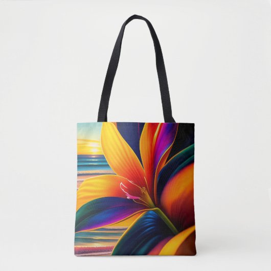 Tote Bag Fleurs Paradisiaques tropicales (Devant)