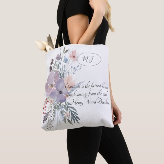 Tote Bag Fleurs pastel délicates (De près)