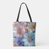 Tote Bag Fleurs Pastel gonflées 3D Motifs sans couture (Dos)