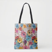 Tote Bag Fleurs peintes au couteau (Devant)