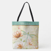 Tote Bag Fleurs personnalisées et libellules (Devant)