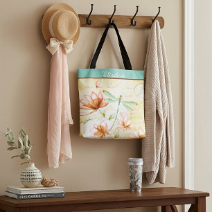 Tote Bag Fleurs personnalisées et libellules