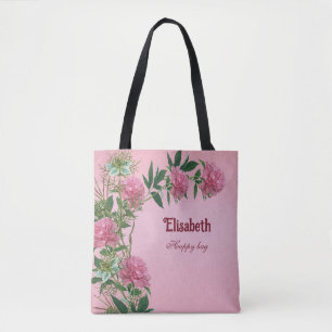 Tote Bag Fleurs personnalisées thème pivoine rustique perso