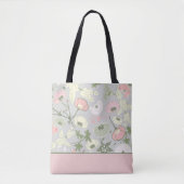 Tote Bag Fleurs Pink Green Botanical Shopping (Devant)