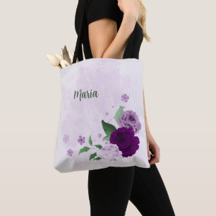 Tote Bag fleurs pourpres verdure