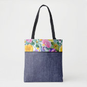 Tote Bag Fleurs printanières et denim (Devant)