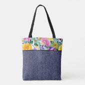 Tote Bag Fleurs printanières et denim (Dos)