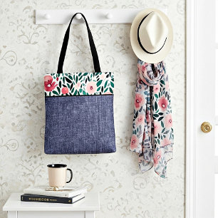 Tote Bag Fleurs printanières et denim