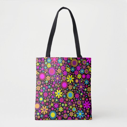 Tote Bag Fleurs psychédéliques dynamiques en Bloom-67566 (Devant)