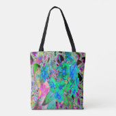 Tote Bag Fleurs psychédéliques vert citron et bleu (Dos)