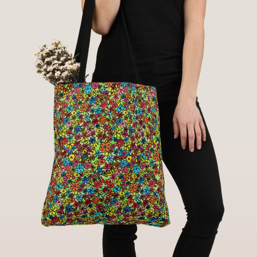 Tote Bag Fleurs rétro (De près)