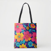Tote Bag Fleurs rétro brillantes et audacieuses - style Dop (Devant)