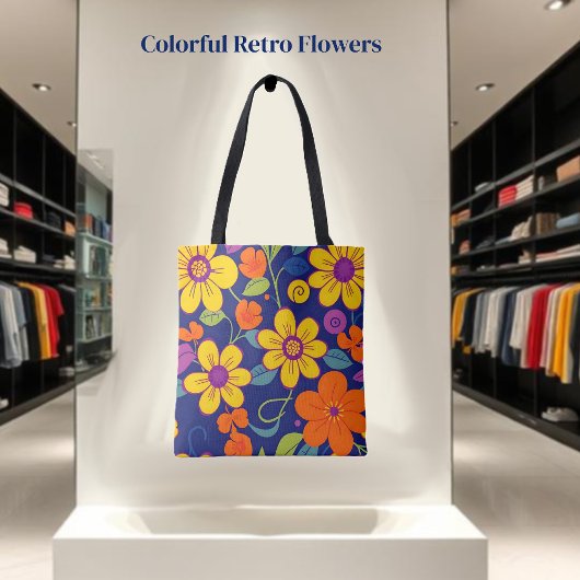 Tote Bag Fleurs rétro colorées - Style Dopamine