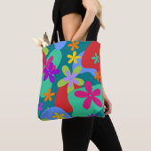 Tote Bag Fleurs rétro couleur motif transparente (De près)