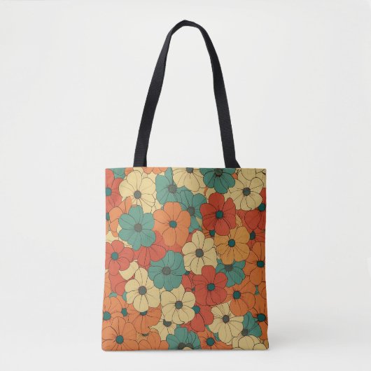 Tote Bag Fleurs rétro des années 1970 (Devant)