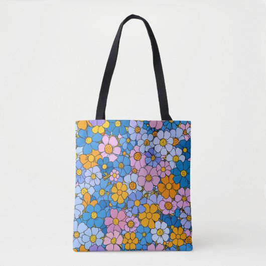 Tote Bag Fleurs rétro des années 1970 (Devant)