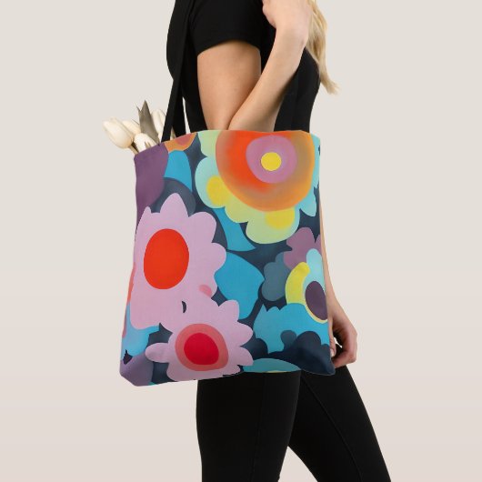 Tote Bag Fleurs rétro mod  (De près)