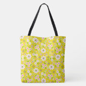 Tote Bag Fleurs Rétro Mod Jaune & Blanc Monogramme (Dos)