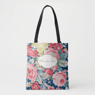 Tote Bag Fleurs romantiques adorables - Message de motivati