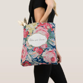 Tote Bag Fleurs romantiques adorables - Message de motivati (De près)