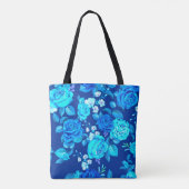Tote Bag Fleurs Rose bleu classique Motif-876 (Dos)